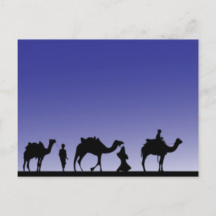 Carte Postale Trois hommes sages en voyage avec leurs chameaux