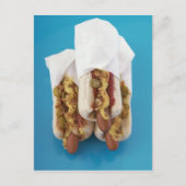 Carte Postale Trois hot dogs en petits pains (Devant)