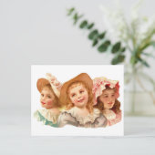 Carte Postale Trois Jolies Fillettes Vintage (Debout devant)