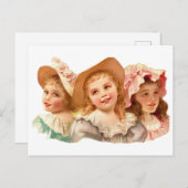 Carte Postale Trois Jolies Fillettes Vintage (Devant / Derrière)