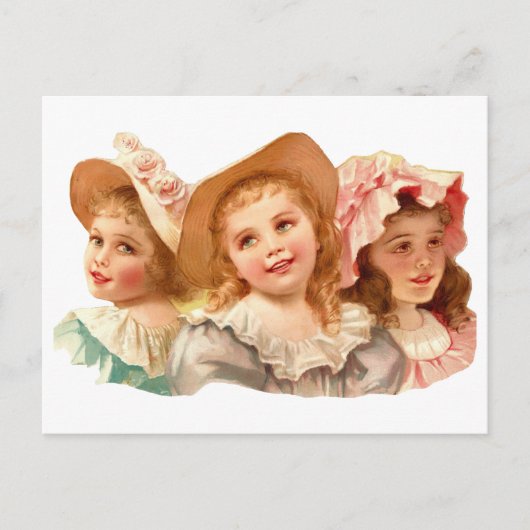 Carte Postale Trois Jolies Fillettes Vintage (Devant)