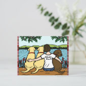 Carte Postale Trois Labradors et maman (Debout devant)