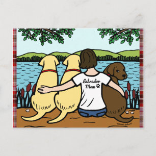 Carte Postale Trois Labradors et maman