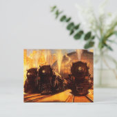 Carte Postale Trois Locomotives À La Station POSTCARD (Debout devant)