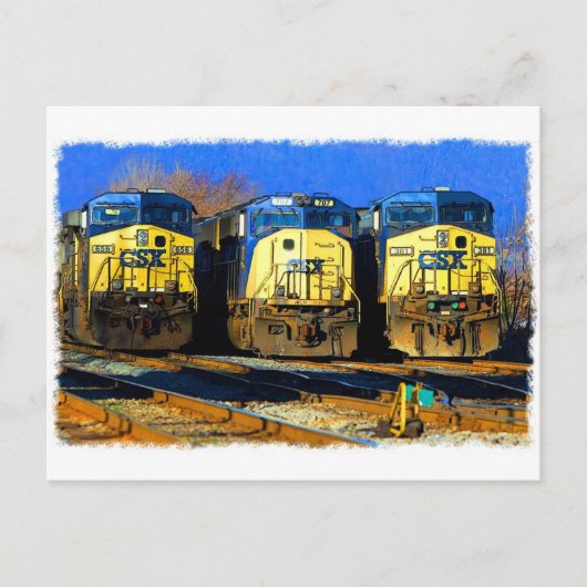 Carte Postale Trois Locomotives Diesel (Devant)