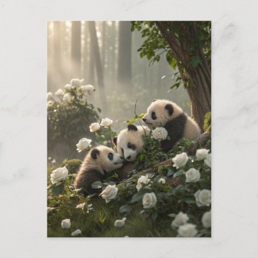 Carte Postale Trois mignons Pandas (Devant)