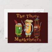 Carte Postale Trois Muskebeers Funny Beer Pun (Devant / Derrière)
