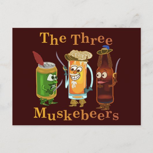 Carte Postale Trois Muskebeers Funny Beer Pun (Devant)