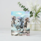 Carte Postale Trois Mustangs sauvages traversent les plaines (Debout devant)