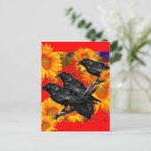 CARTE POSTALE TROIS OISEAUX NOIRS DANS DES CHAMPS DE SOUFFLE (Debout devant)