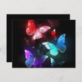 Carte Postale Trois papillons brillants sur l'arrière - plan de  (Devant / Derrière)