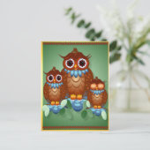 Carte postale Trois Petites Chouettes Alert (Debout devant)