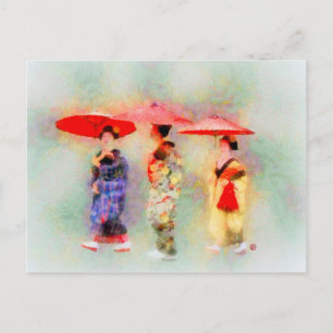 Carte Postale Trois Petites Geisha Art