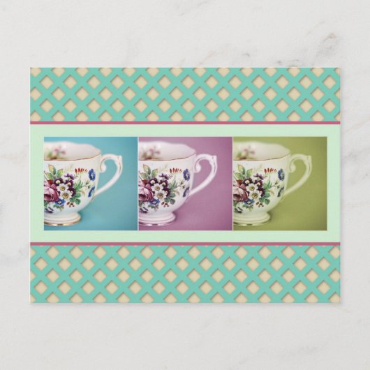 Carte Postale Trois Petites Tea-ups (Devant)