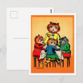 Carte Postale Trois petits chatons et mère, Louis Wain (Devant / Derrière)
