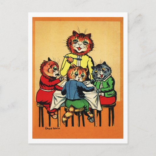 Carte Postale Trois petits chatons et mère, Louis Wain (Devant)