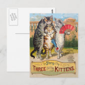 Carte Postale Trois Petits Chatons Illustration de Mère l'Oie (Devant / Derrière)