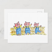 Carte Postale Trois petits cochons (Devant / Derrière)