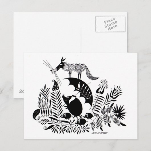 Carte Postale Trois petits cochons (Devant / Derrière)