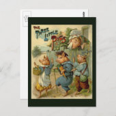 Carte Postale Trois Petits Cochons Conte de Fées Vintage (Devant / Derrière)