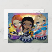 Carte postale "Trois Petits Oiseaux" (Devant / Derrière)