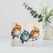Carte Postale Trois Petits Oiseaux (Debout devant)