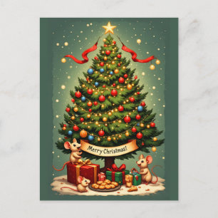 Carte Postale Trois Petits Souris de Noël Heureux