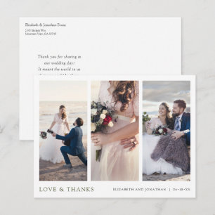 Carte Postale Trois photo de la typographie verte Mariage Merci