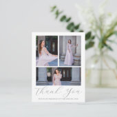 Carte Postale Trois Photo Quinceanera Pink Floral Script (Debout devant)