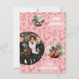 Carte Postale Trois photo rose Whimsical