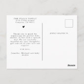 Carte Postale Trois photos Collage Élégant Baby shower de script (Dos)