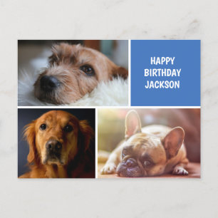 Carte Postale Trois photos Collage personnalisé Anniversaire