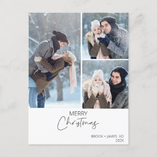 Carte Postale Trois photos minimaliste moderne Joyeux Noël