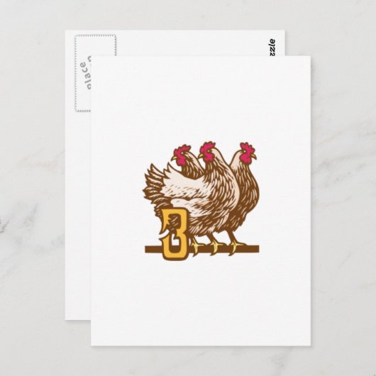Carte Postale Trois poules françaises (Devant / Derrière)