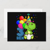 Carte Postale TROIS REX 3 Ans 3e Anniversaire Garçon Dino (Devant / Derrière)