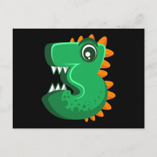 Carte Postale TROIS REX 3 Ans 3ème Anniversaire Enfants Dino