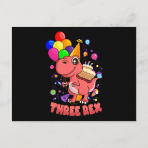 Carte Postale TROIS REX 3 Ans 3ème Anniversaire Fille Dino