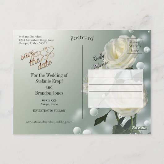 Carte Postale Trois Roses Blanches/Triage Or (Dos)