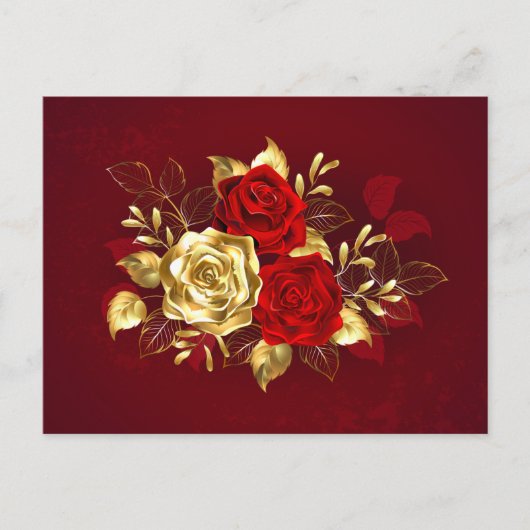 Carte Postale Trois roses de joaillerie (Devant)