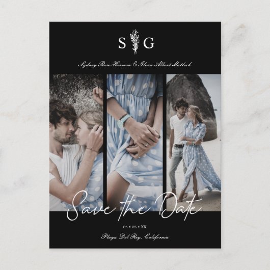 Carte Postale Trois séances de collage de photos de mariage pour (Devant)