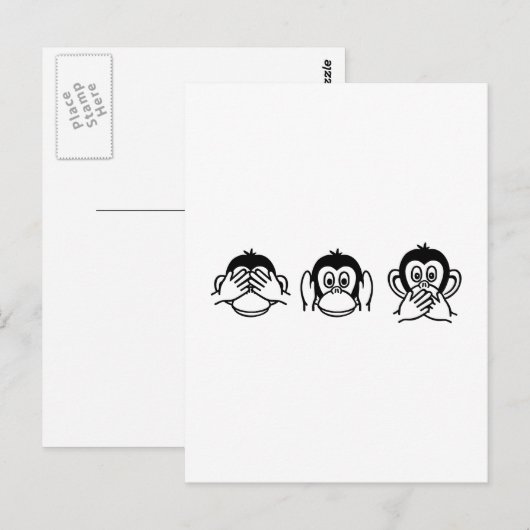 Carte Postale Trois singes (Devant / Derrière)