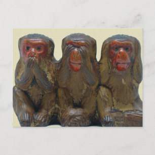 Carte Postale Trois singes sages