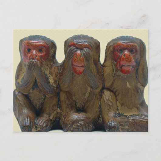 Carte Postale Trois singes sages (Devant)