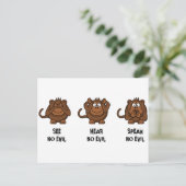 Carte Postale Trois singes sages (Debout devant)