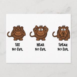 Carte Postale Trois singes sages