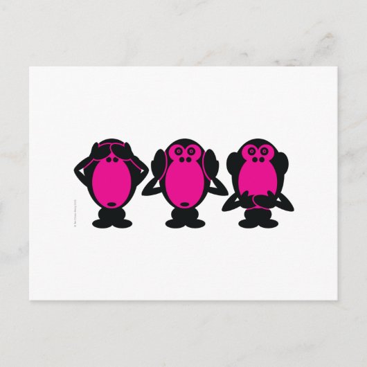 Carte Postale Trois singes sages (Devant)