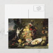 Carte Postale Trois singes Volant des fruits (huile sur toile) (Devant / Derrière)