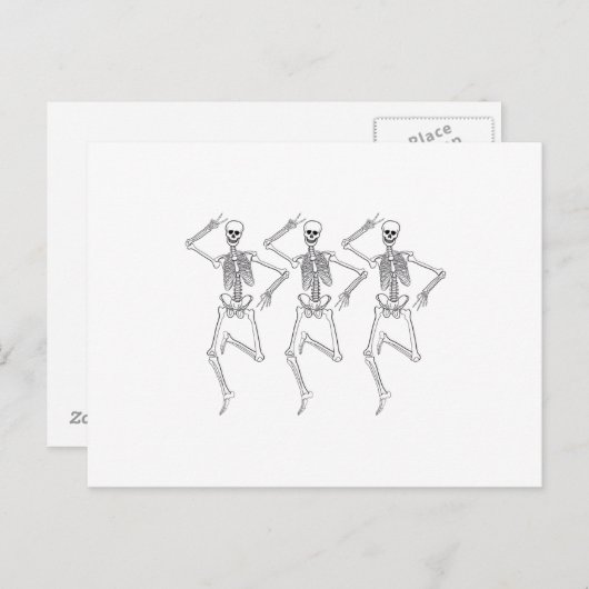 Carte Postale Trois squelettes dansants (Devant / Derrière)