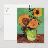Carte Postale Trois tournesols dans un vase de Van Gogh (Devant / Derrière)