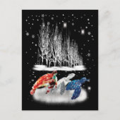 Carte Postale Trois Turtle American T-Shirt Snowflake Noël (Devant)